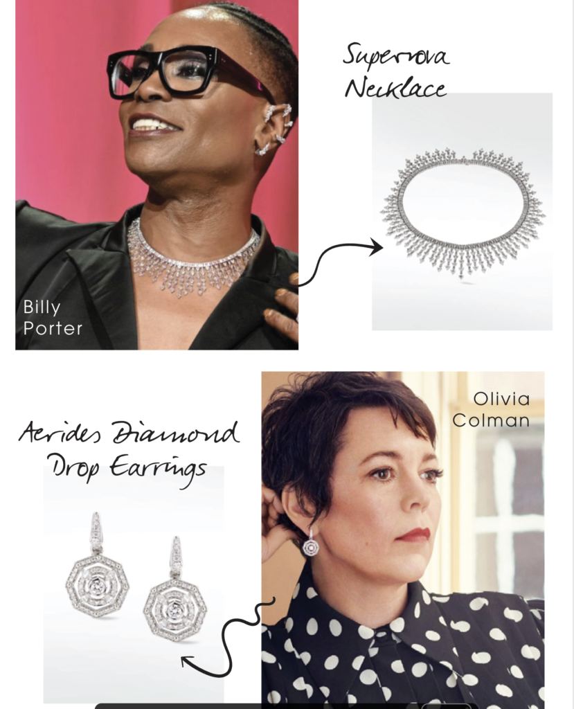 The diamond earrings worn by Olivia Coleman are priced at an astonishing $6,730.